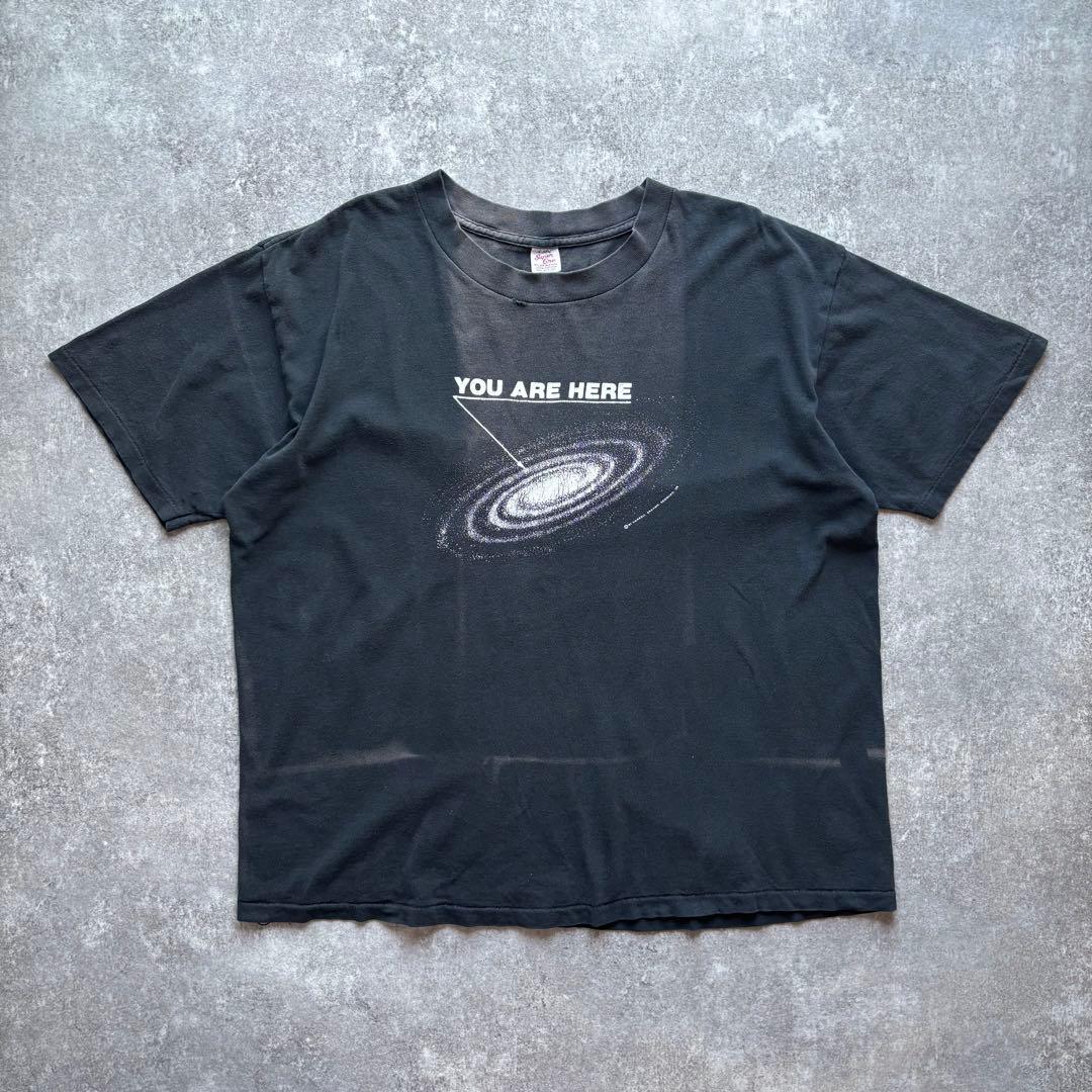 80s usa 製　ヴィンテージ　Tシャツ　フェード　炭黒　ブラック　モノクロ