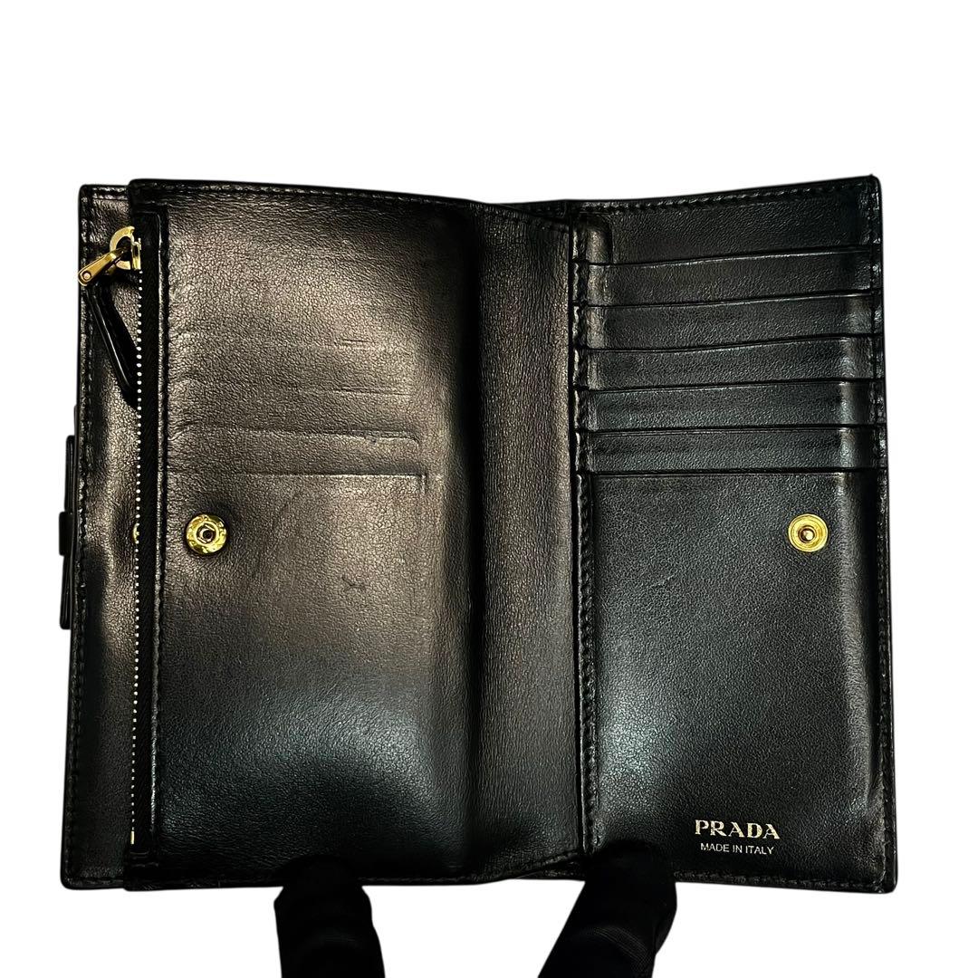 希少✨PRADA 長財布 ヴィッテロムーブ レザー ロゴ金具 ブラック