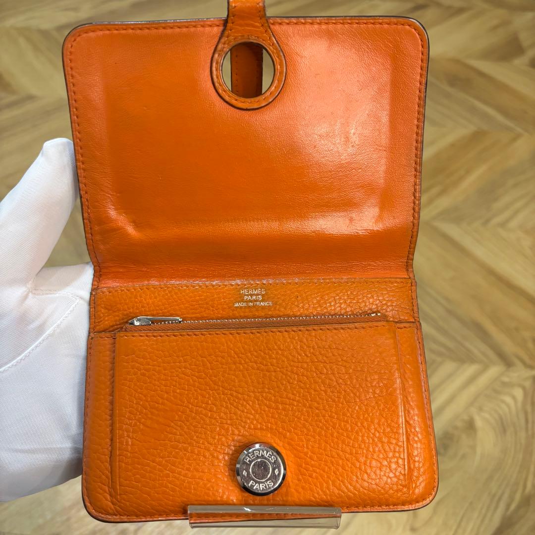 【並品】HERMES エルメス ドゴン コンパクトレザー 二つ折り財布 □J刻印