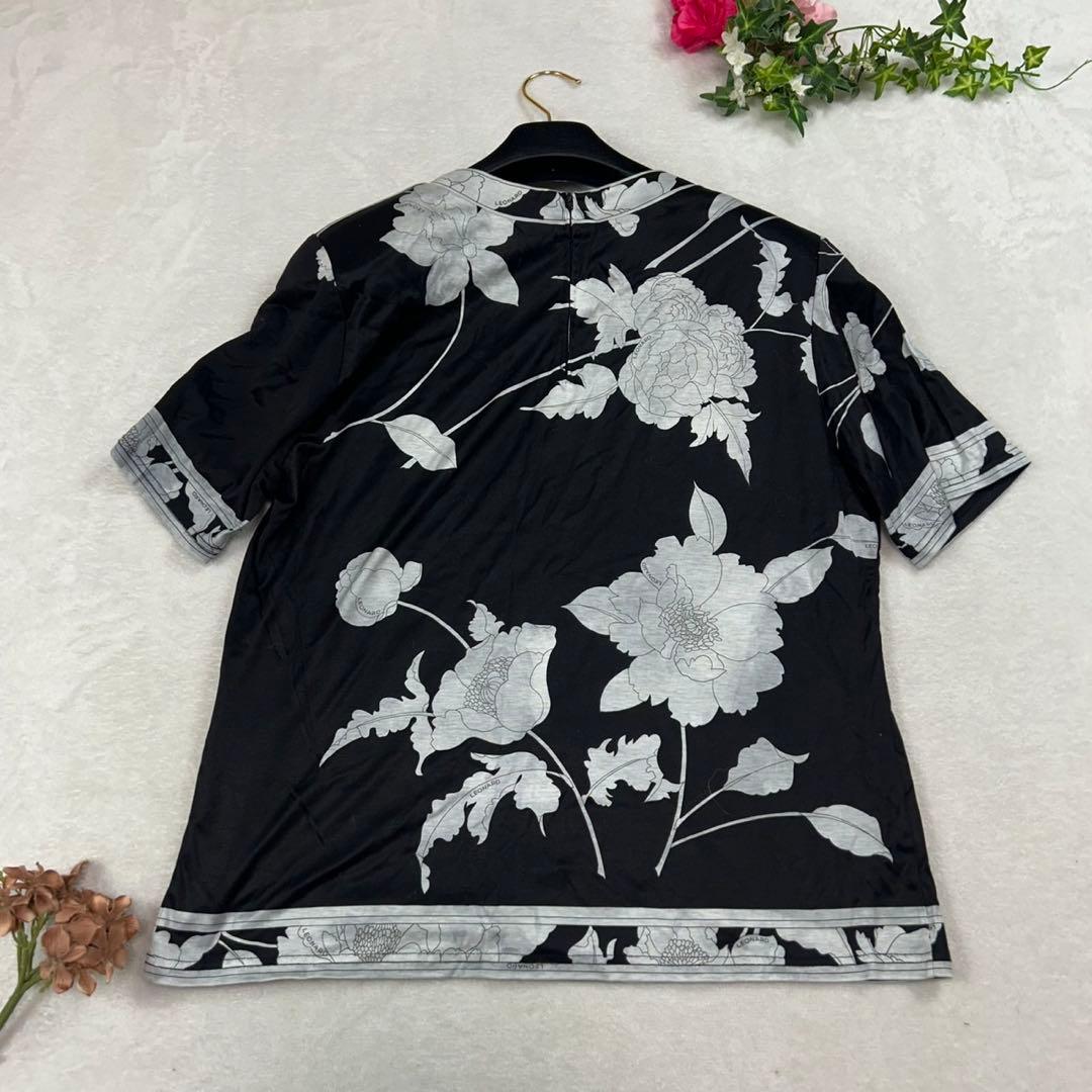 J443 美品 XL レオナール 花柄 半袖 カットソー レディース