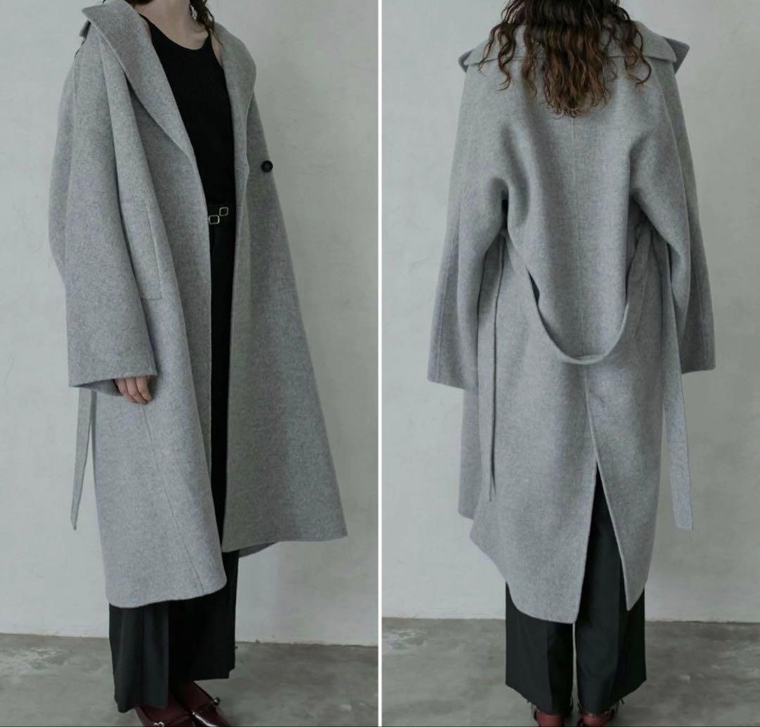 美品　LE CIEL BLEU ロングコート 36 グレー　ルシェルブルー
