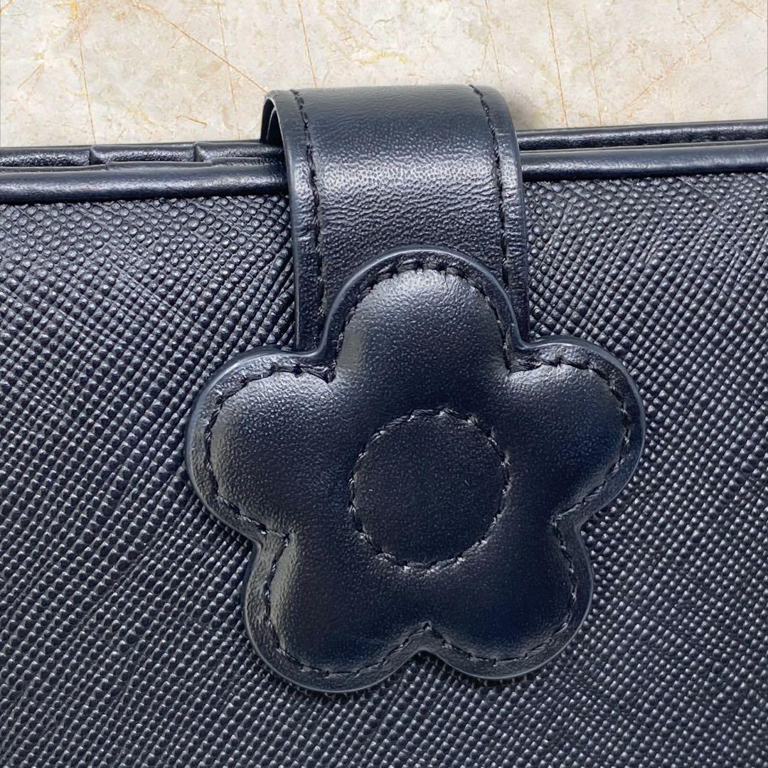 MARY QUANT 二つ折り財布 デイジーパッチスナップLウォレット ブラック
