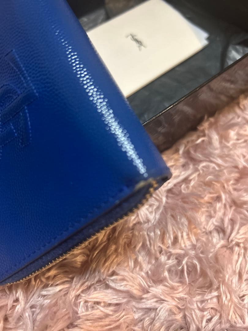 Yves Saint Laurent 二つ折り財布 青