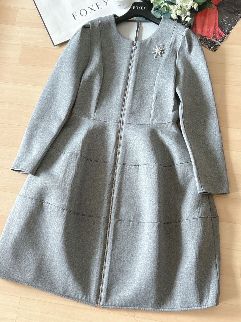 極美品！ルネストレッチコートワンピース　36 foxey フォクシー