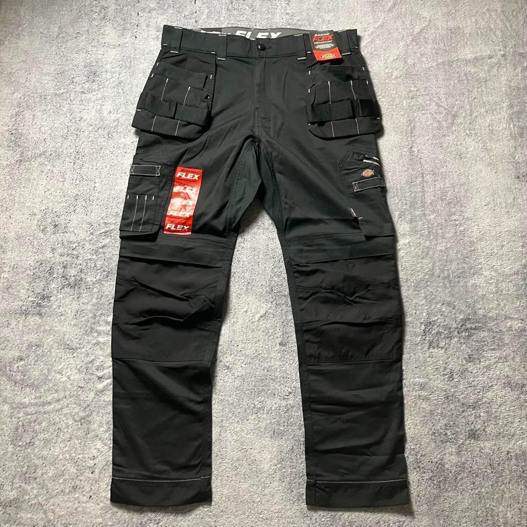 00sナイロンスイングトップ刺繍ロゴ×Dickiesワークパンツ黒FLEX
