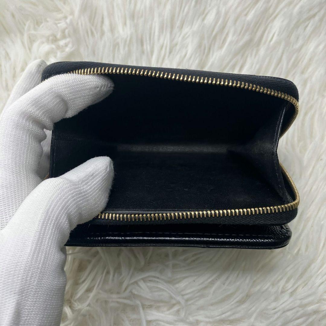 【極美品】サンローラン 財布 YSL キャビアスキン ブラック コンパクト