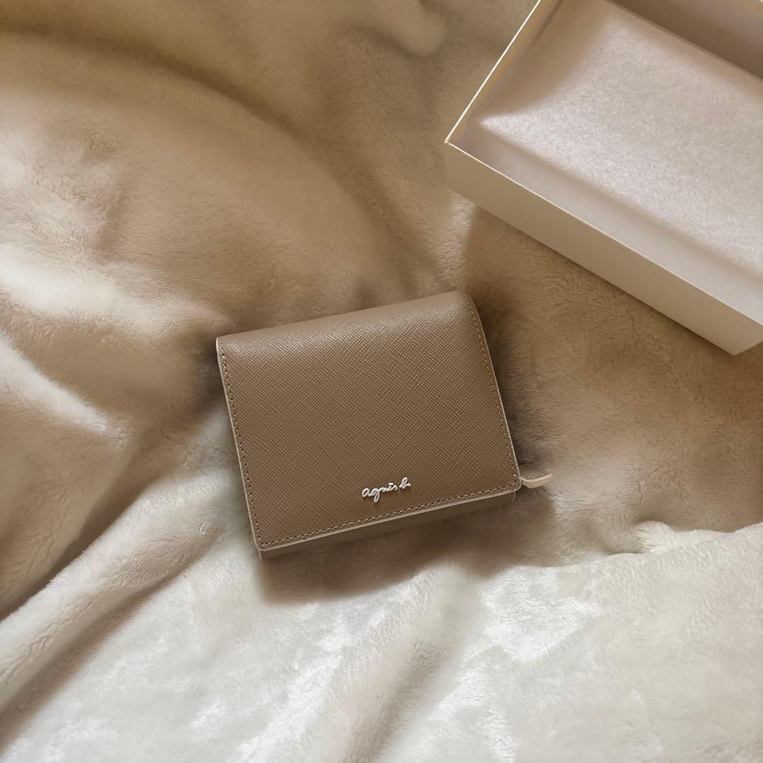 agnès b. 三つ折り財布 ベージュ