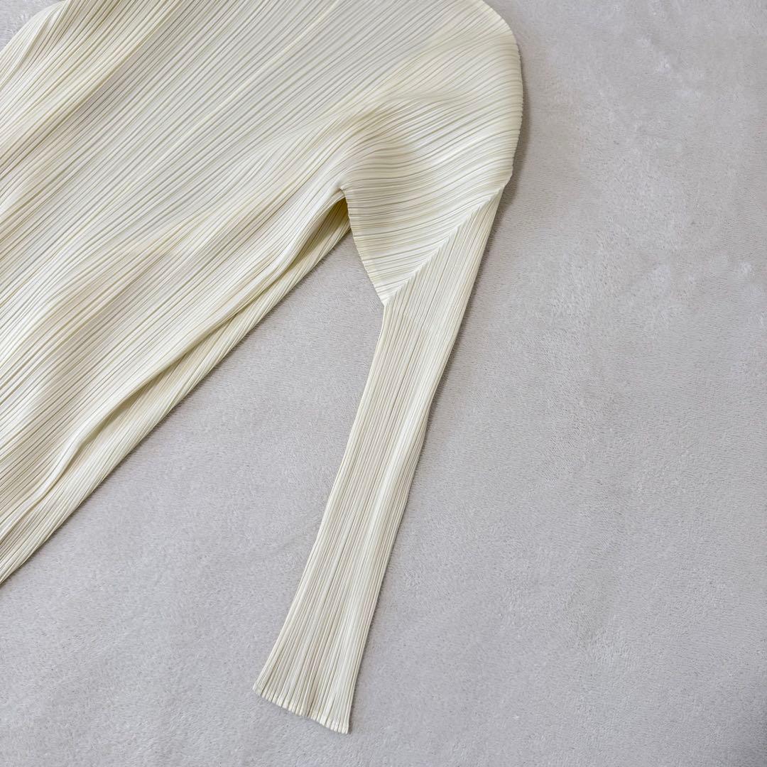 PLEATS PLEASE XLサイズ アイボリー　ノーカラー　カーディガン