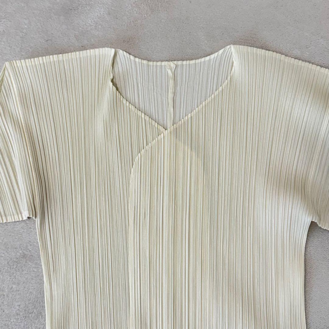 PLEATS PLEASE XLサイズ アイボリー　ノーカラー　カーディガン