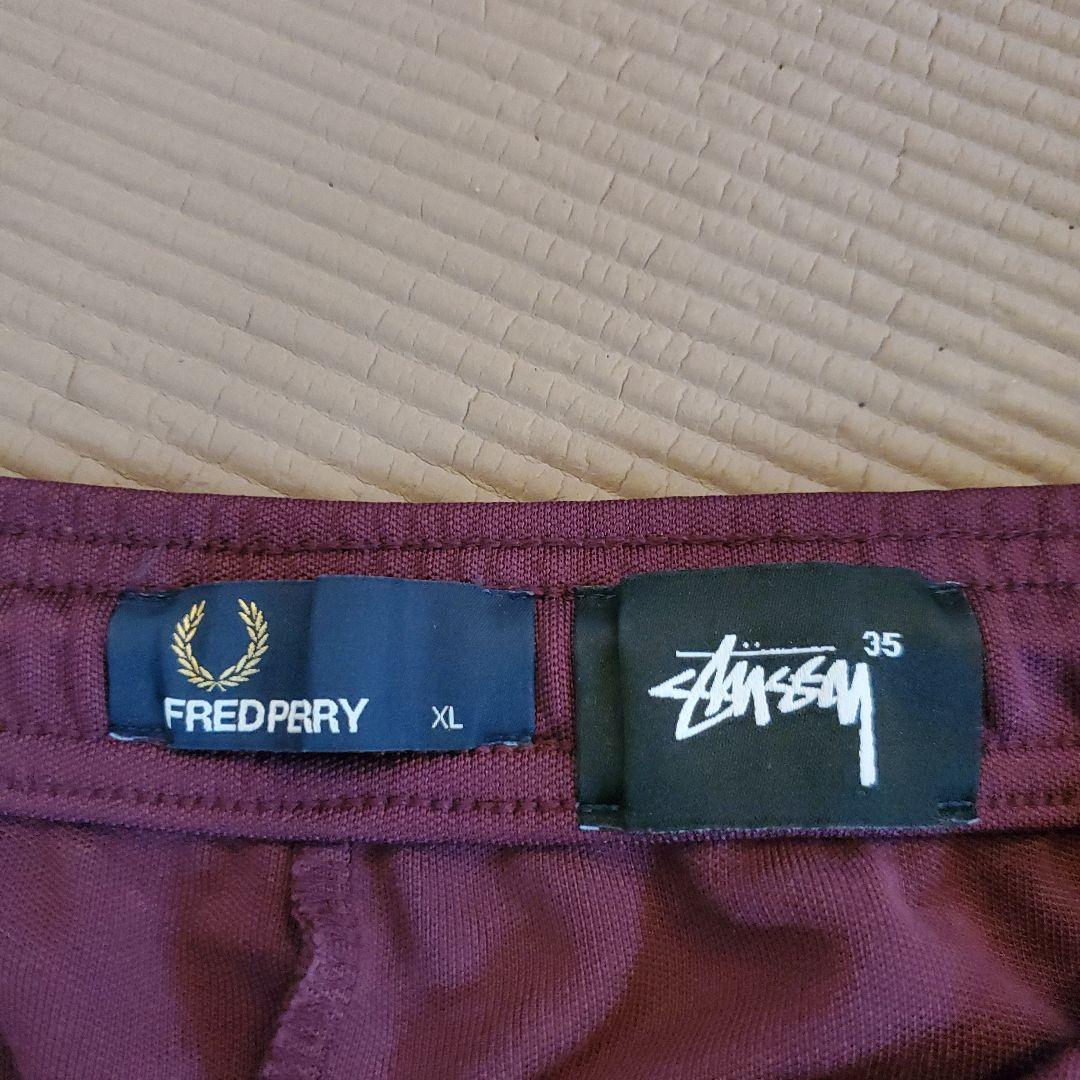 STUSSY / FRED PERRY XL バーガンディ ジャージパンツ