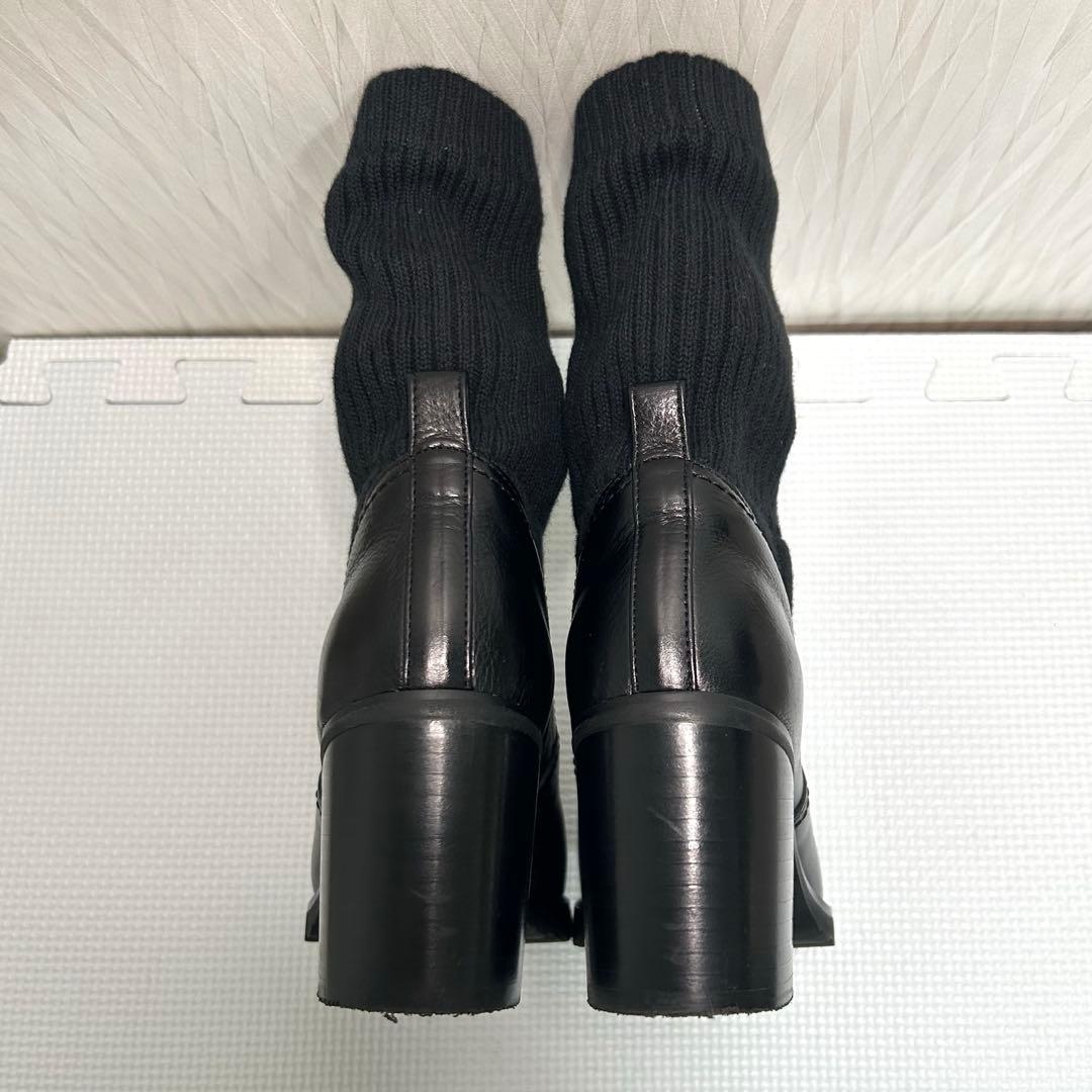 極美品⭐︎DIANA ダイアナ ソックスブーツ レザー　チャンキーヒール　23