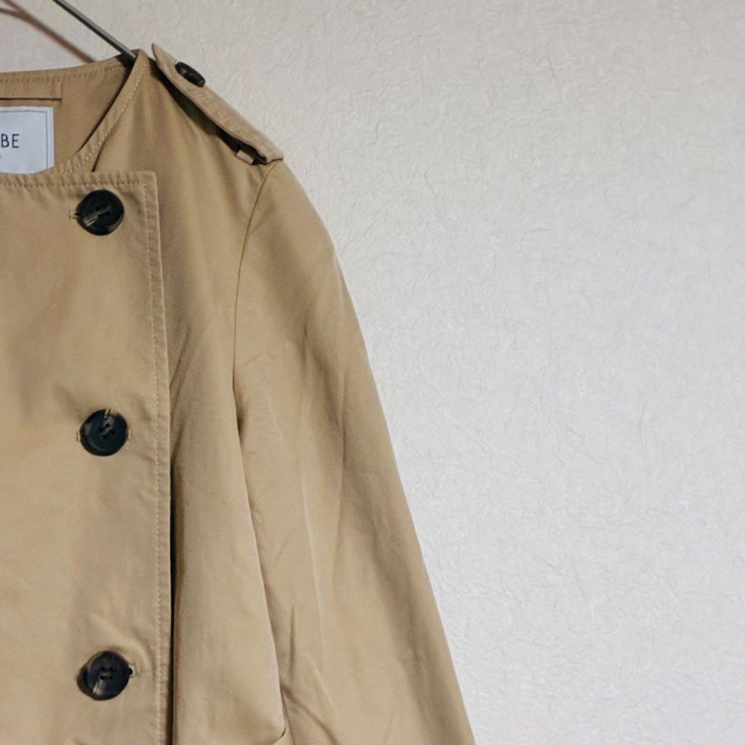 a3498 スローブイエナ 美品 トレンチコート ベージュ 40 ノーカラー