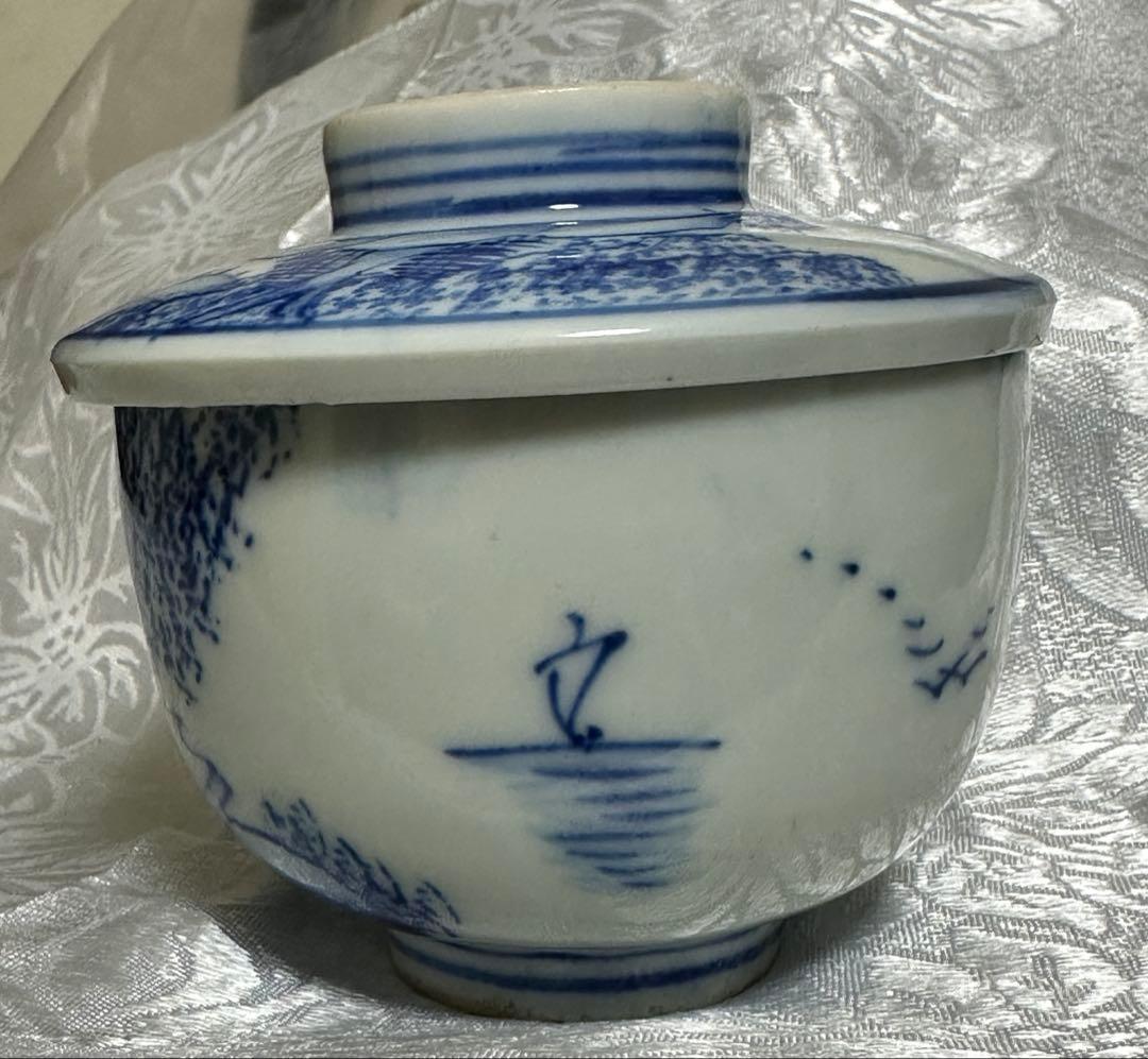 古伊万里　伊万里　中国　染付　蓋付き湯呑み