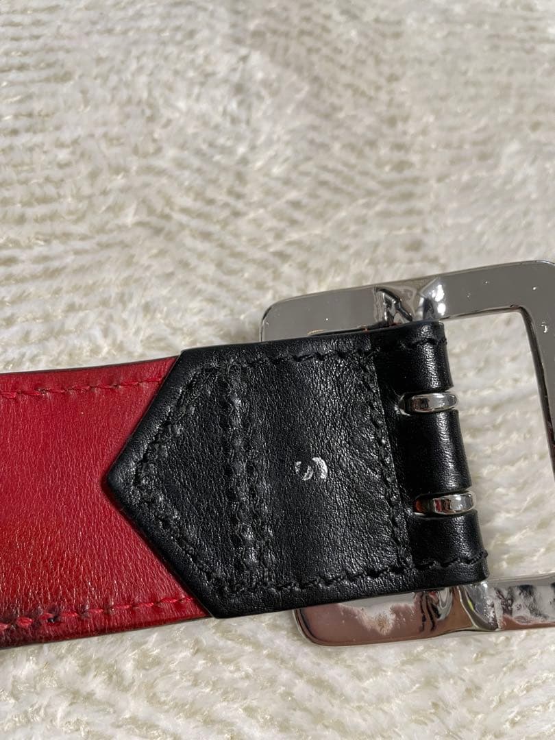 ルイスレザーズAviakitスタッズレザーベルト 黒と赤 S