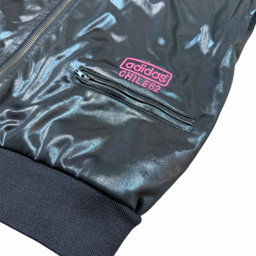 【希少】アディダス　CHILE62 セットアップ　黒×ピンク ジャージ　レザー