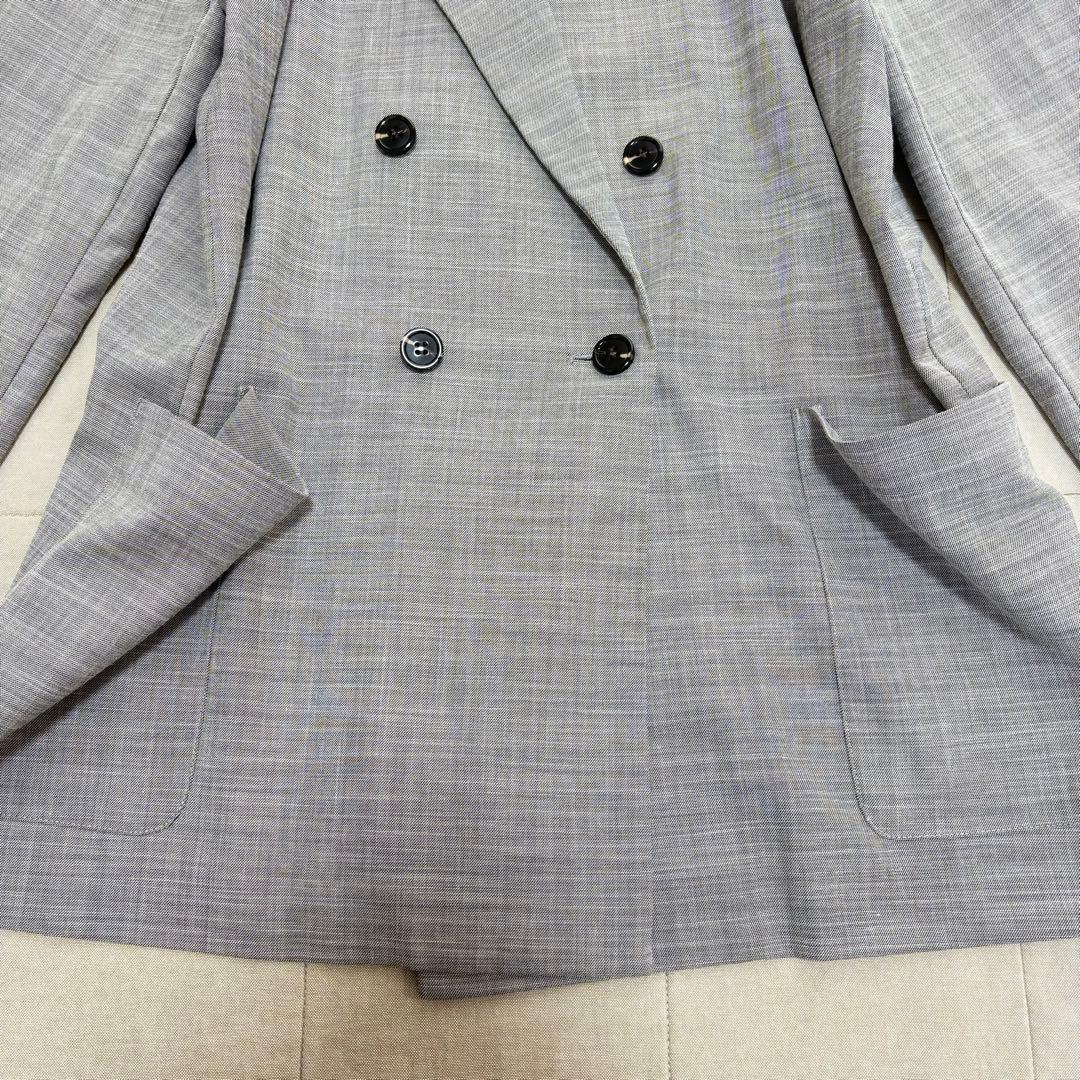極美品 アバハウス LEE掲載メランジ調ダブルジャケット リネンライク グレー