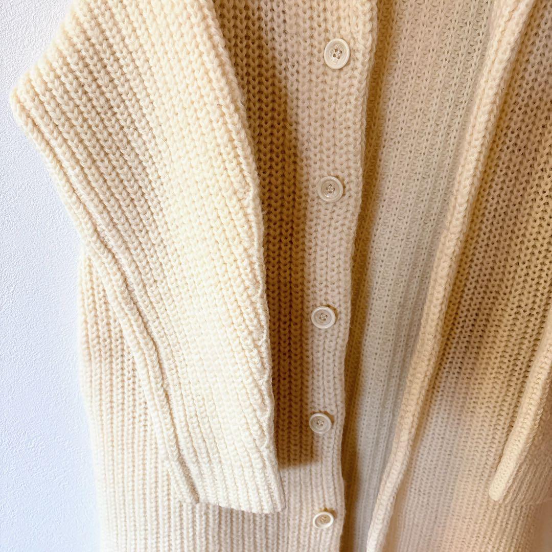 【極美品】45R アイボリー ニット ロング コート
