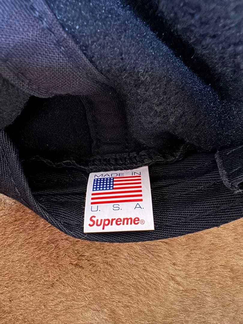 SUPREME S刺繍 黒キャップ アメリカ製