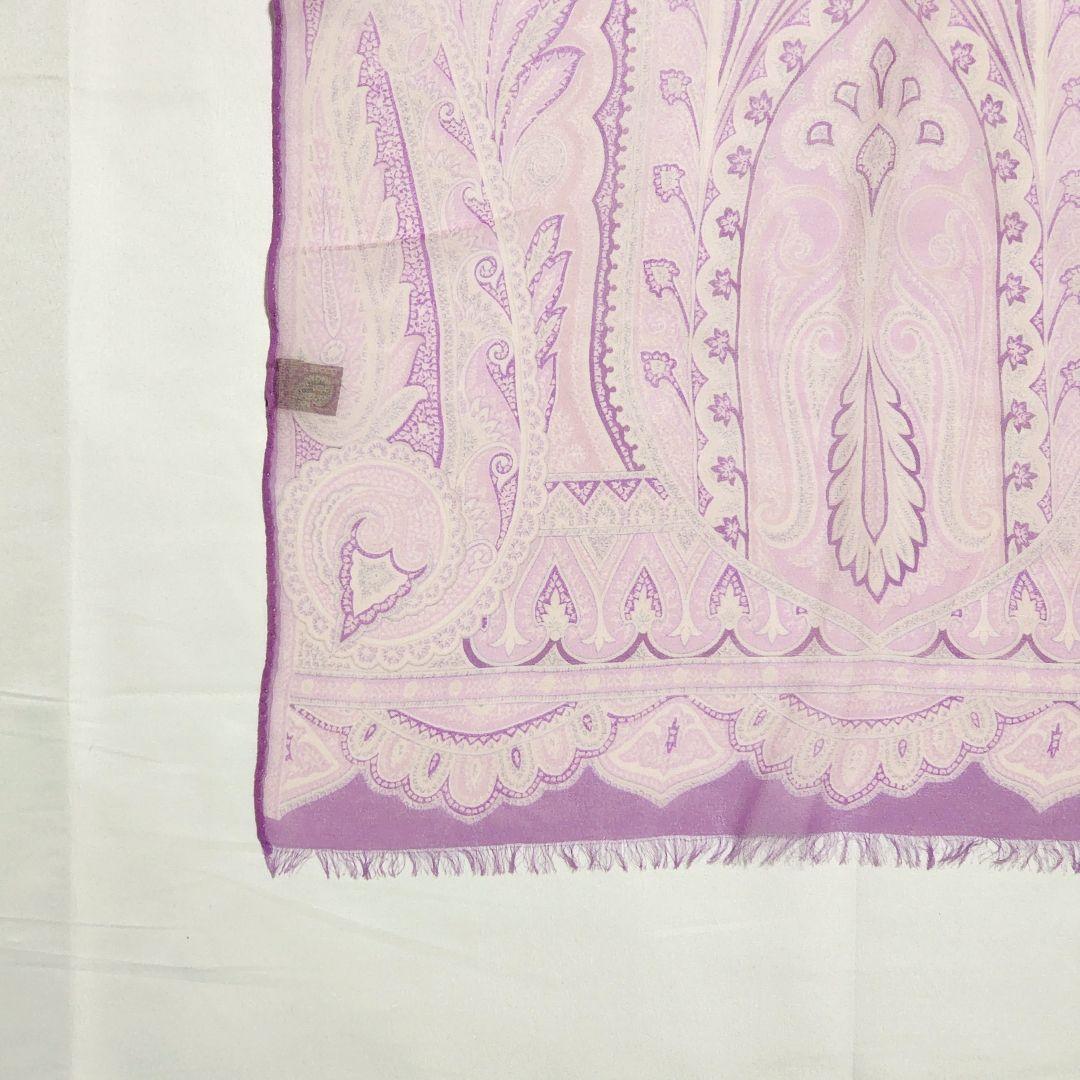 ETRO エトロ ストール シフォン ペイズリー柄 シルク パープル.