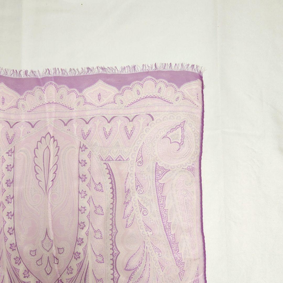 ETRO エトロ ストール シフォン ペイズリー柄 シルク パープル.
