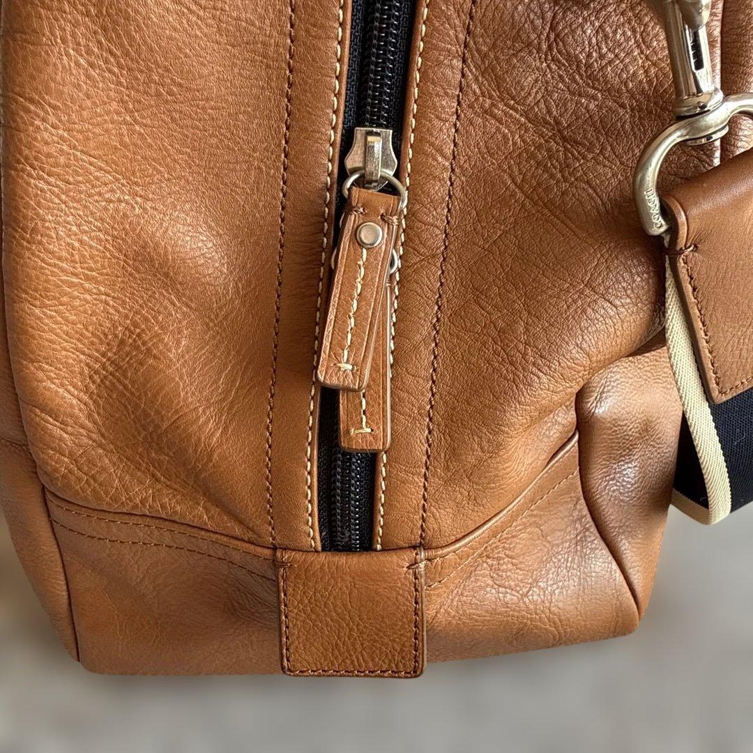 COACH コーチ ボストンバッグ レザー ブラウン×ネイビー