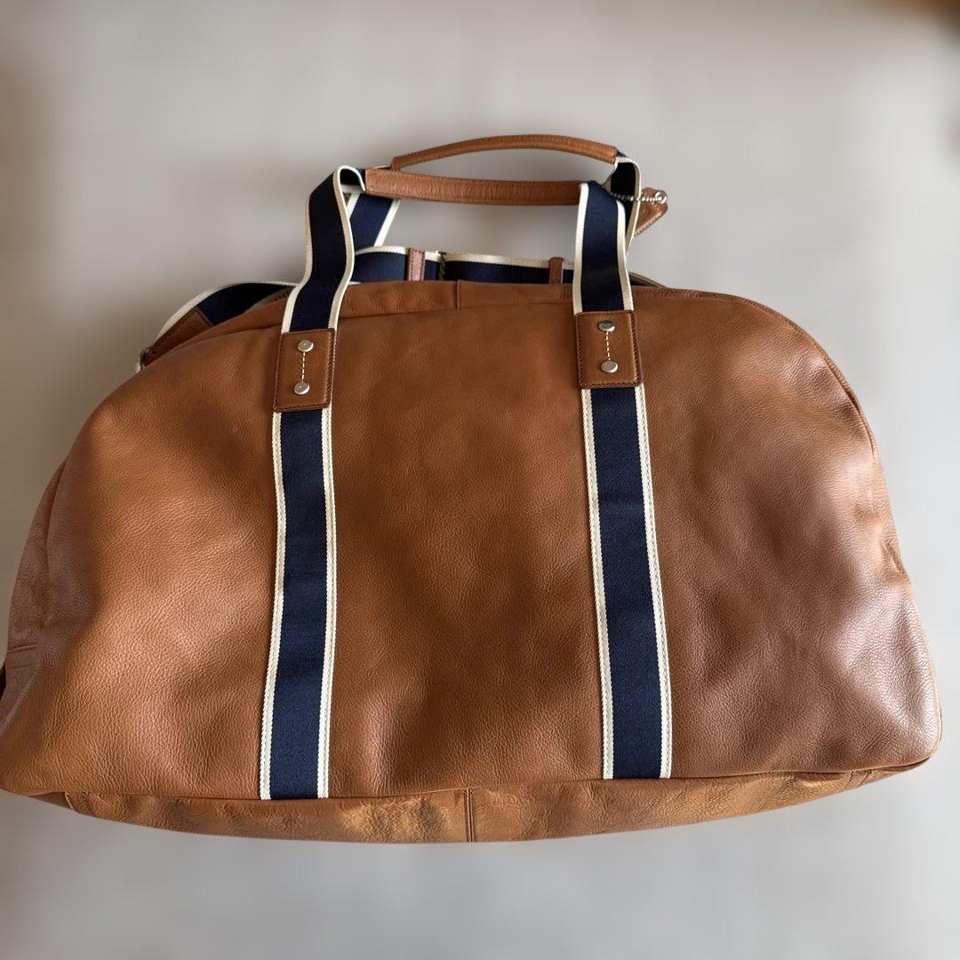 COACH コーチ ボストンバッグ レザー ブラウン×ネイビー