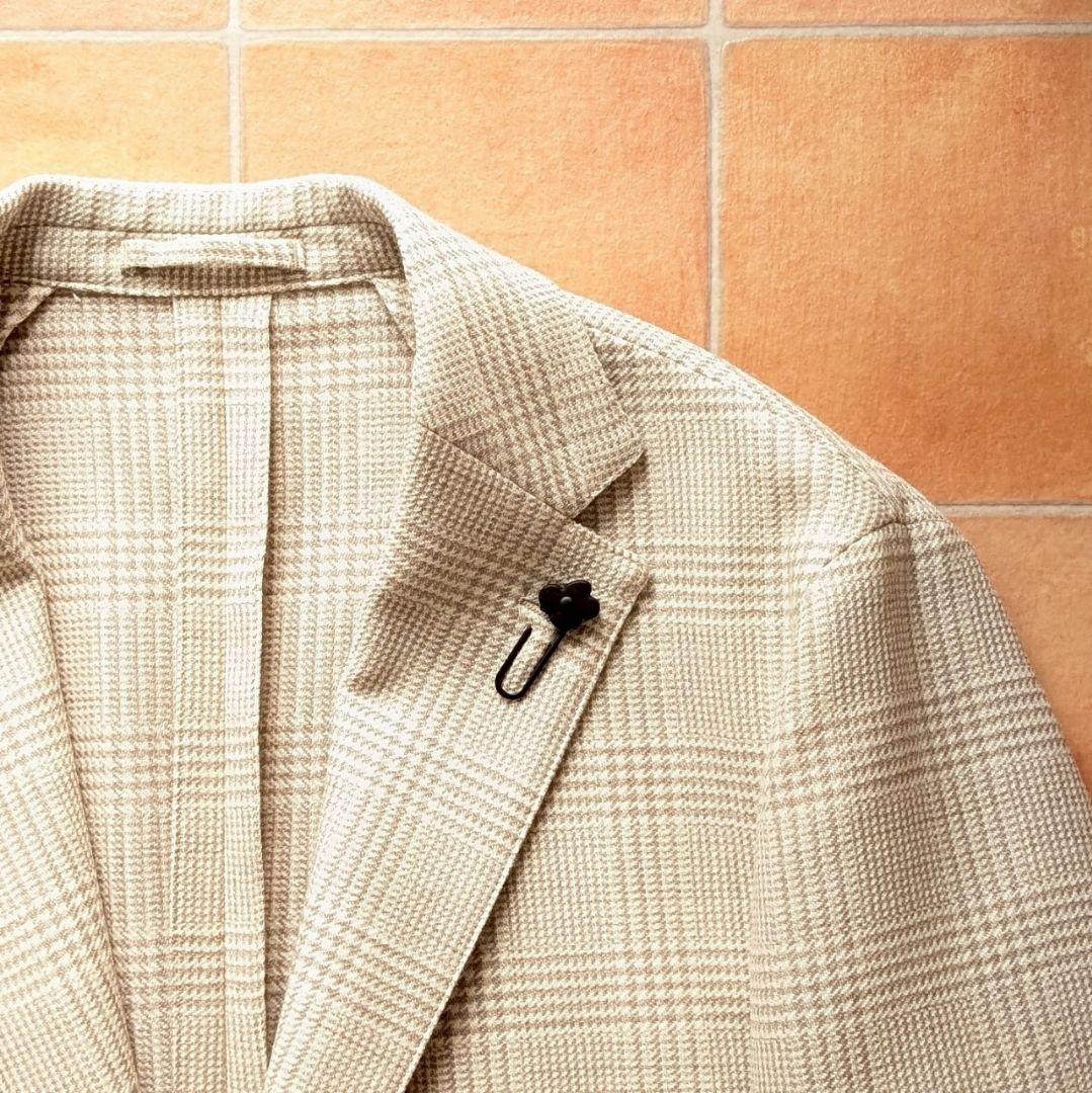 LARDINI IZUMO シャツジャケット ベージュ グレンチェック 50