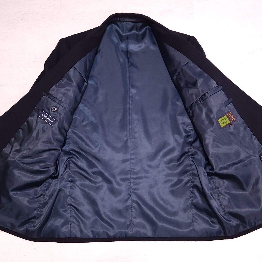 Vintage カシミヤ100% 紺ブレザー ウール ダブルブレストジャケット