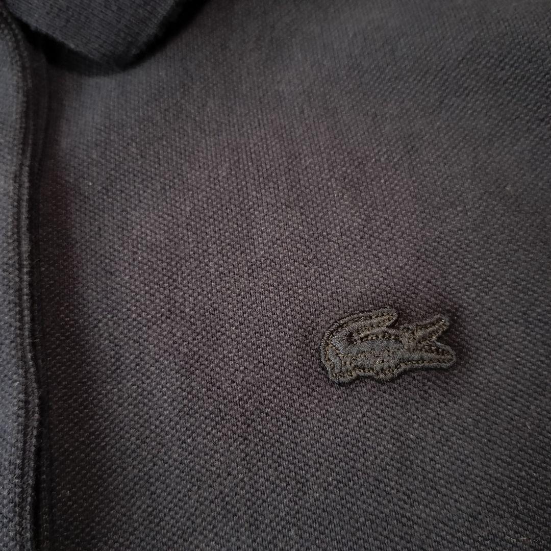 LACOSTE 日本製 ワイド ポロシャツ 鹿の子 ドロップ スリット 紺