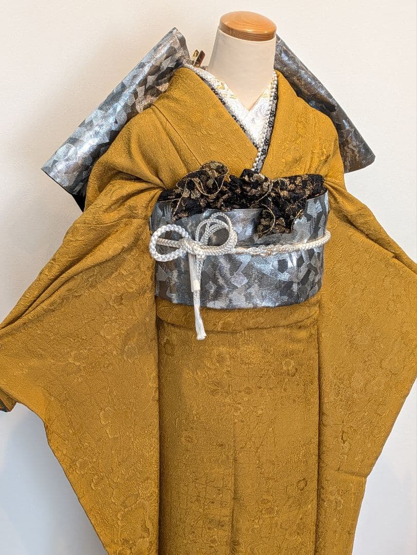 あひる様 振袖フルセット 身丈163.5裄70.5 色無地振袖 櫨染色 成人式