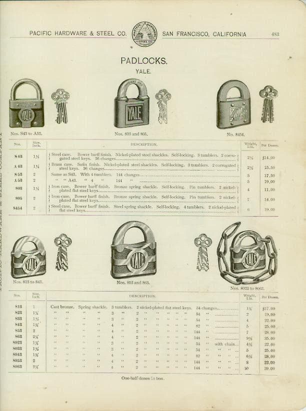 《p1036》【希少極ミニサイズ】 アンティーク YALE 南京錠 １９０２年