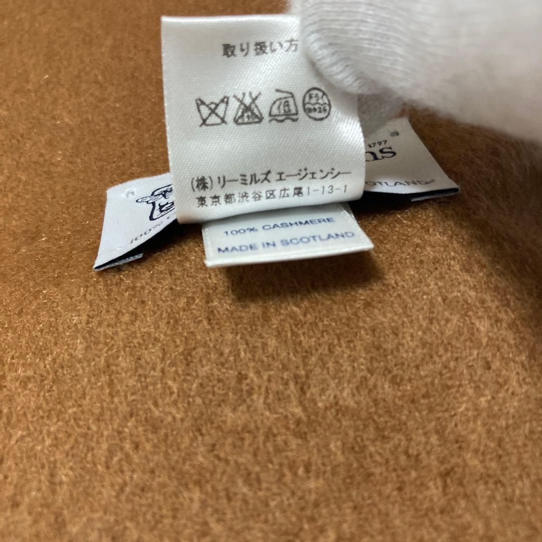美品 ジョンストンズ カシミヤ100％ 大判ストール ダークキャメル 国内正規品