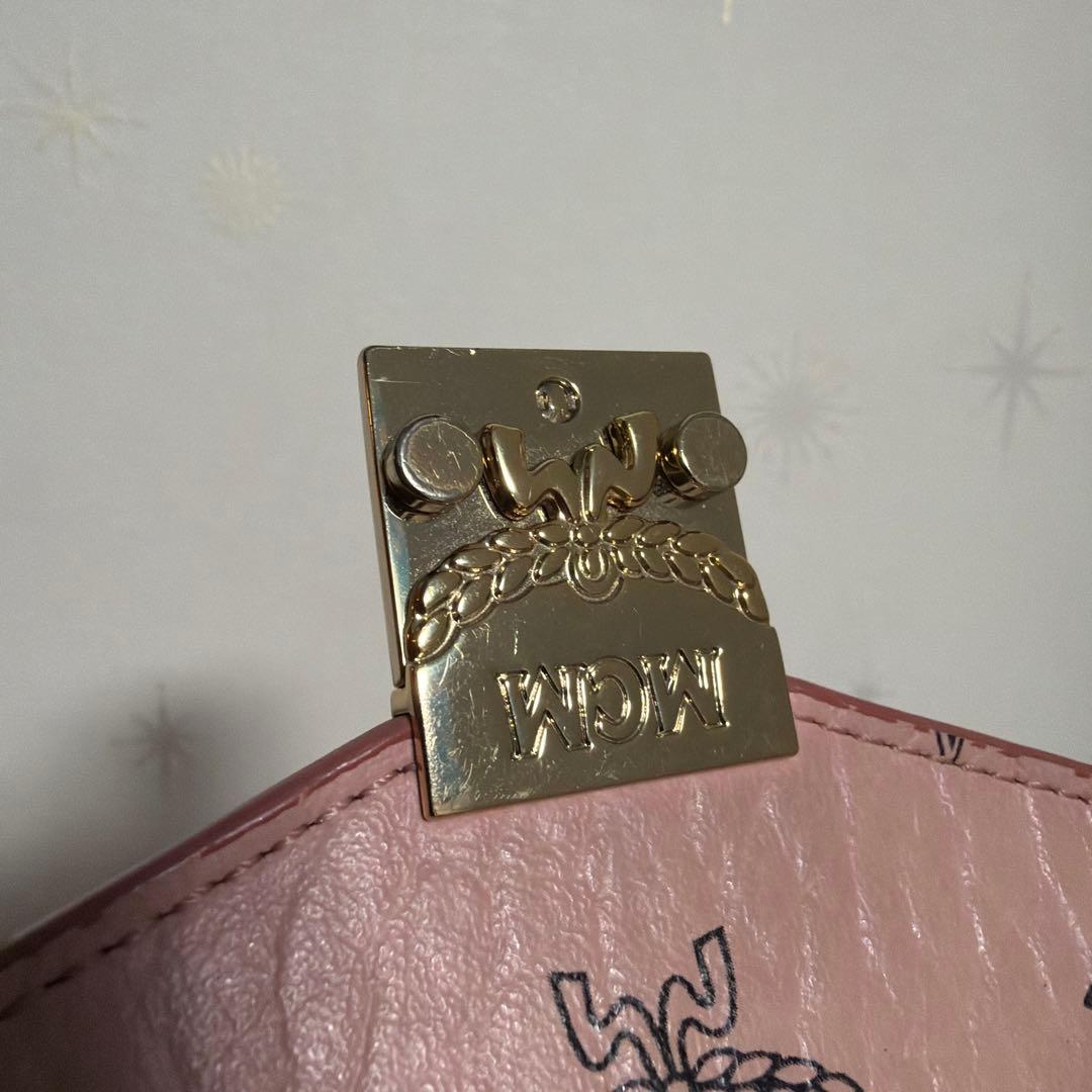 MCM 三つ折り財布　ピンク　箱付き