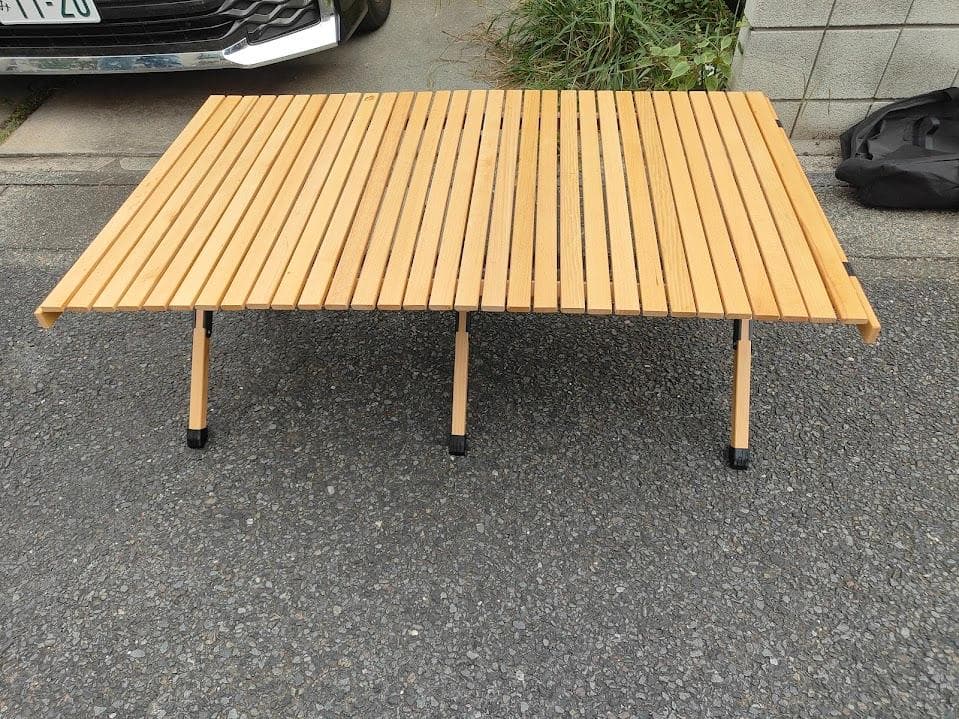 ウッドテーブル　コンパクト　収納　簡単組み立て　７０ｃｍ×１２０ｃｍ