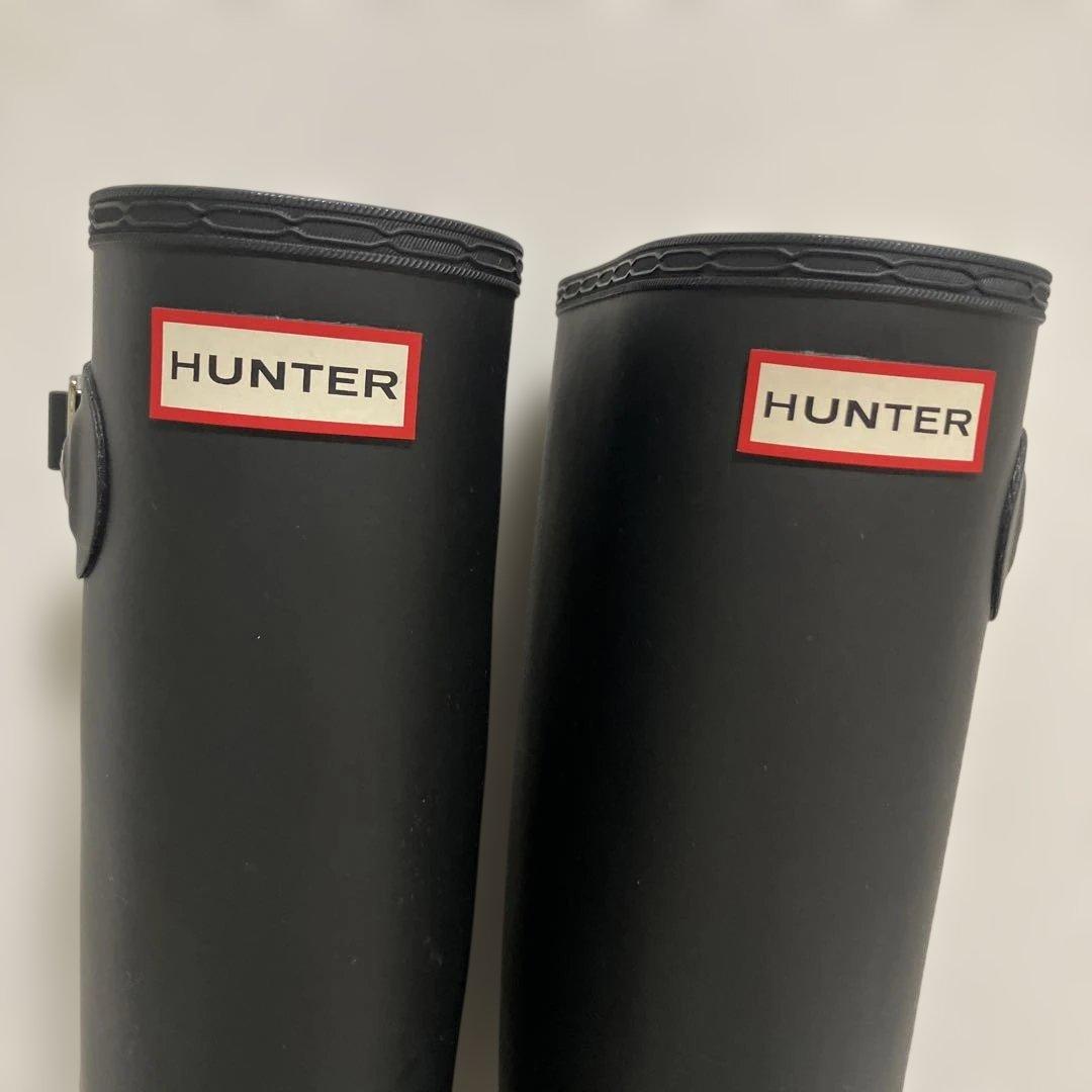 【rin】HUNTER レインブーツ ロング 黒BK (25cm相当)