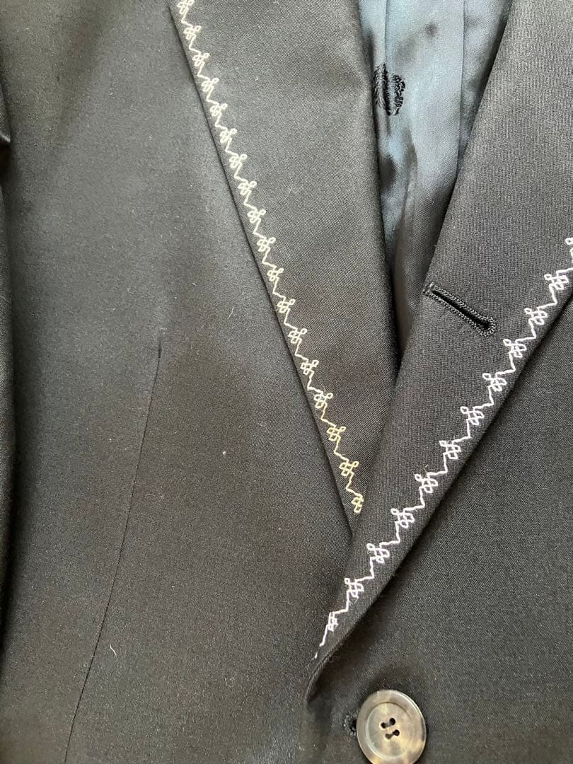 古*N様 versace黒スーツ 刺繍付きジャケットとパンツセット　シルク