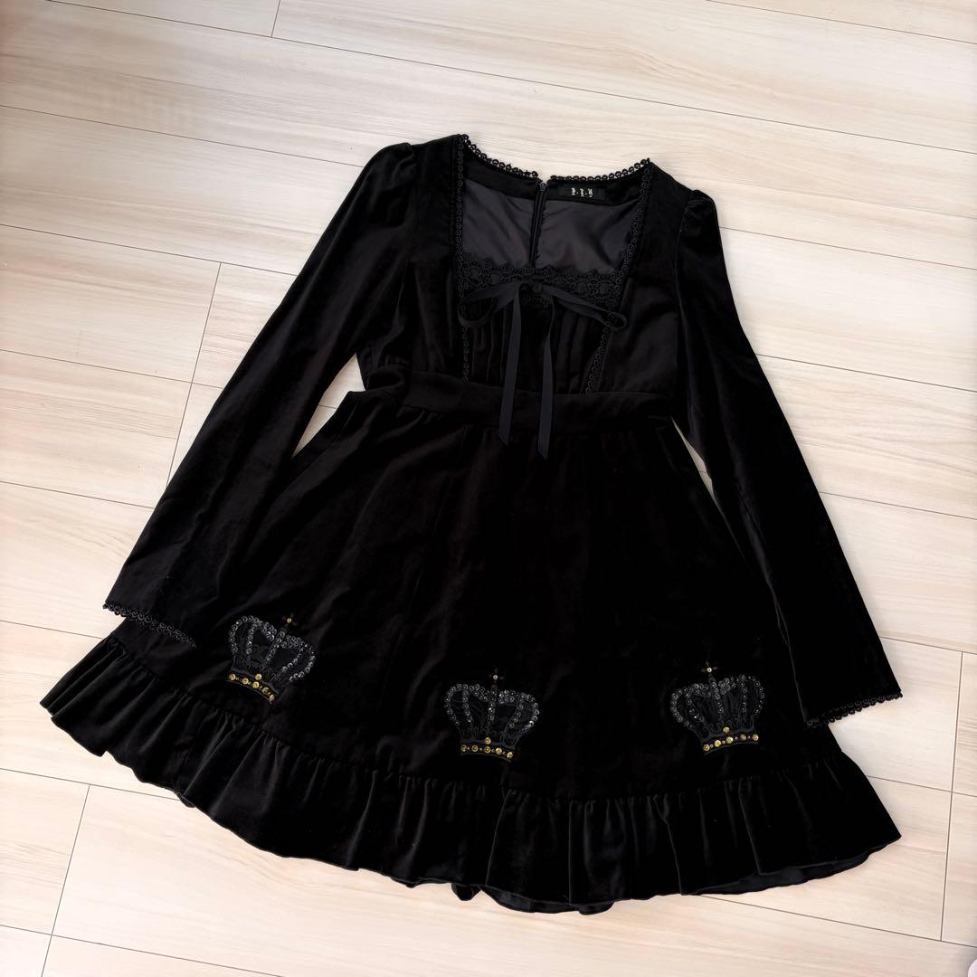 BLACK PEACE NOW♡王冠モチーフ別珍ワンピース 希少B.P.N 地雷