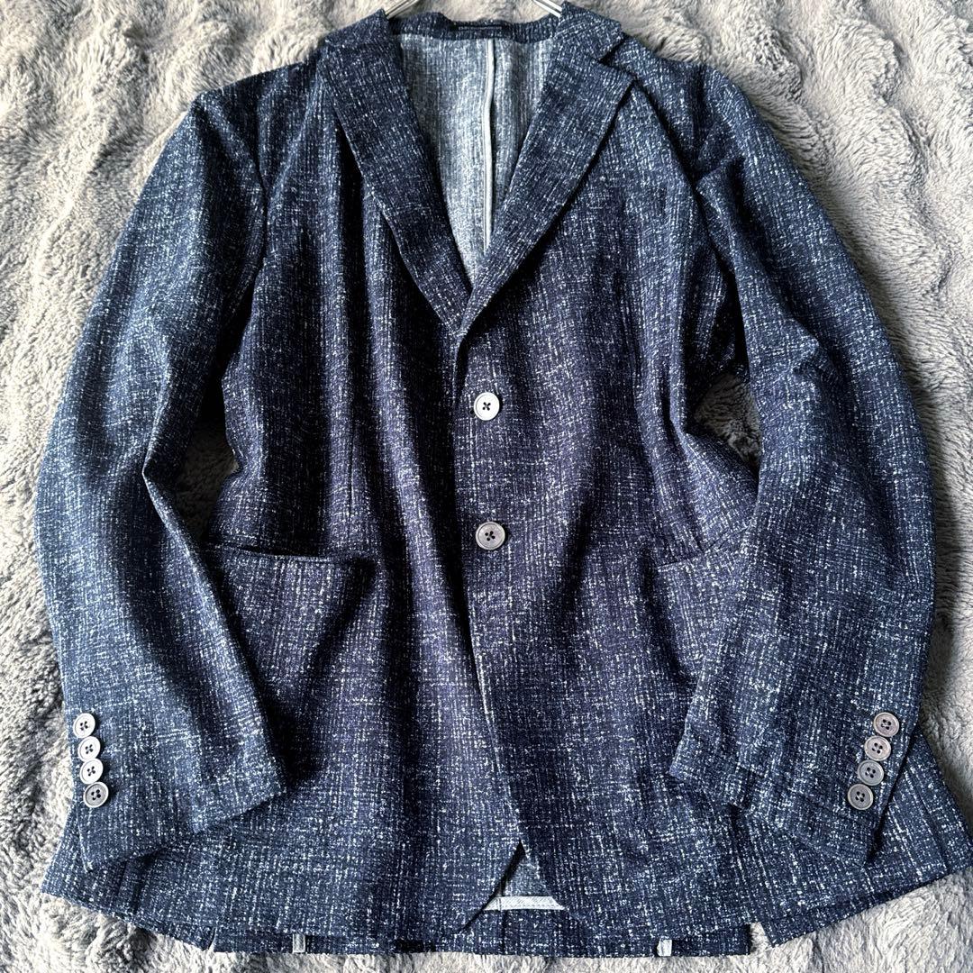 現行極美品 EMPORIO ARMANI テーラードジャケット 50 ネイビー