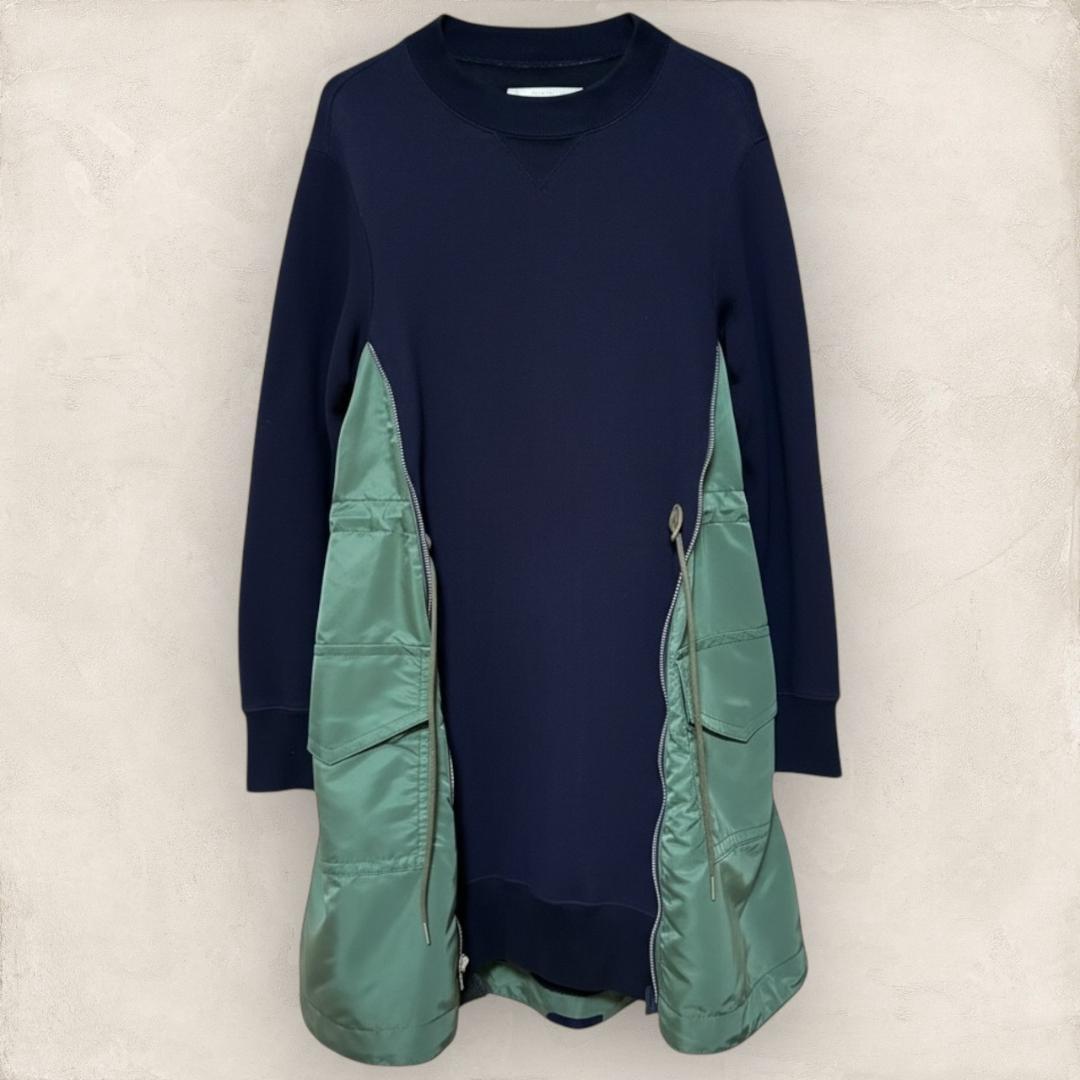 サカイ sacai ワンピース スポンジスウェット ナイロンツイルドレス F
