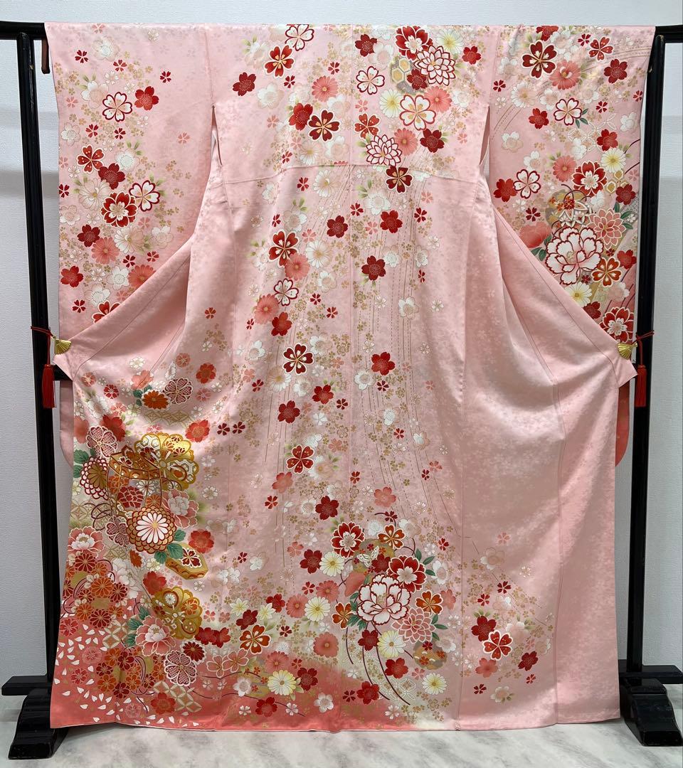 振り袖　フルセット　別誂長襦袢　金彩加工　刺繍入り　全通袋帯　長尺帯締め　850