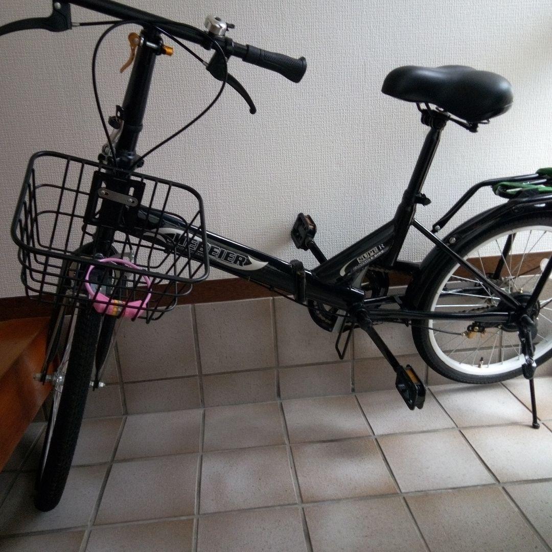 折りたたみ自転車 黒 前カゴ付き