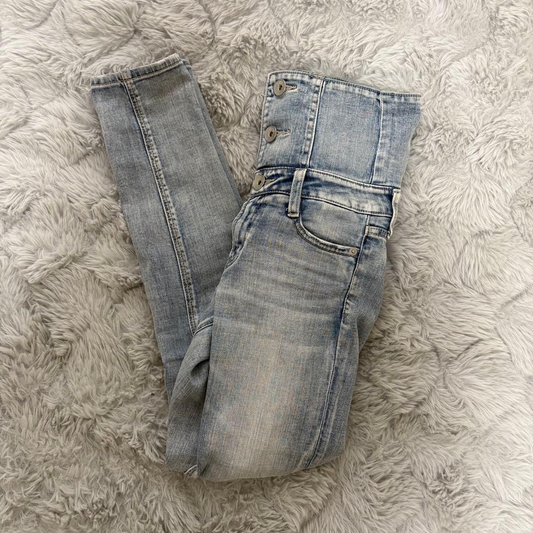 GYDA ハイウエストボタンスキニーパンツ S