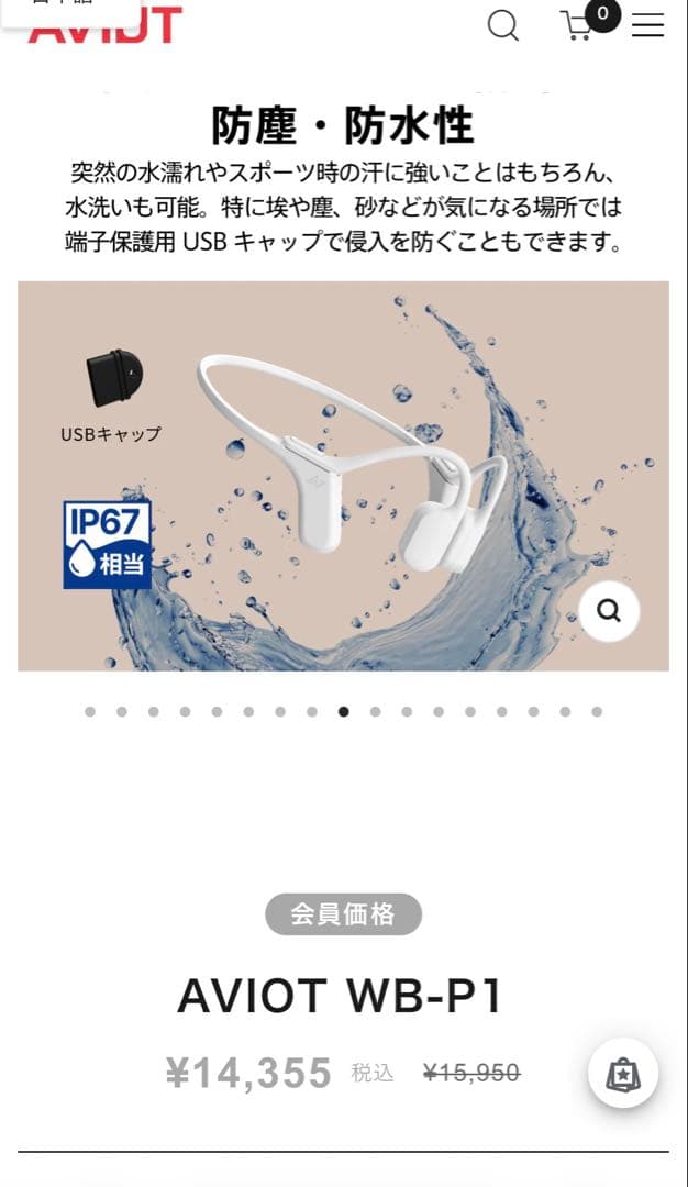 AVIOT 骨伝導イヤホンWB-P1