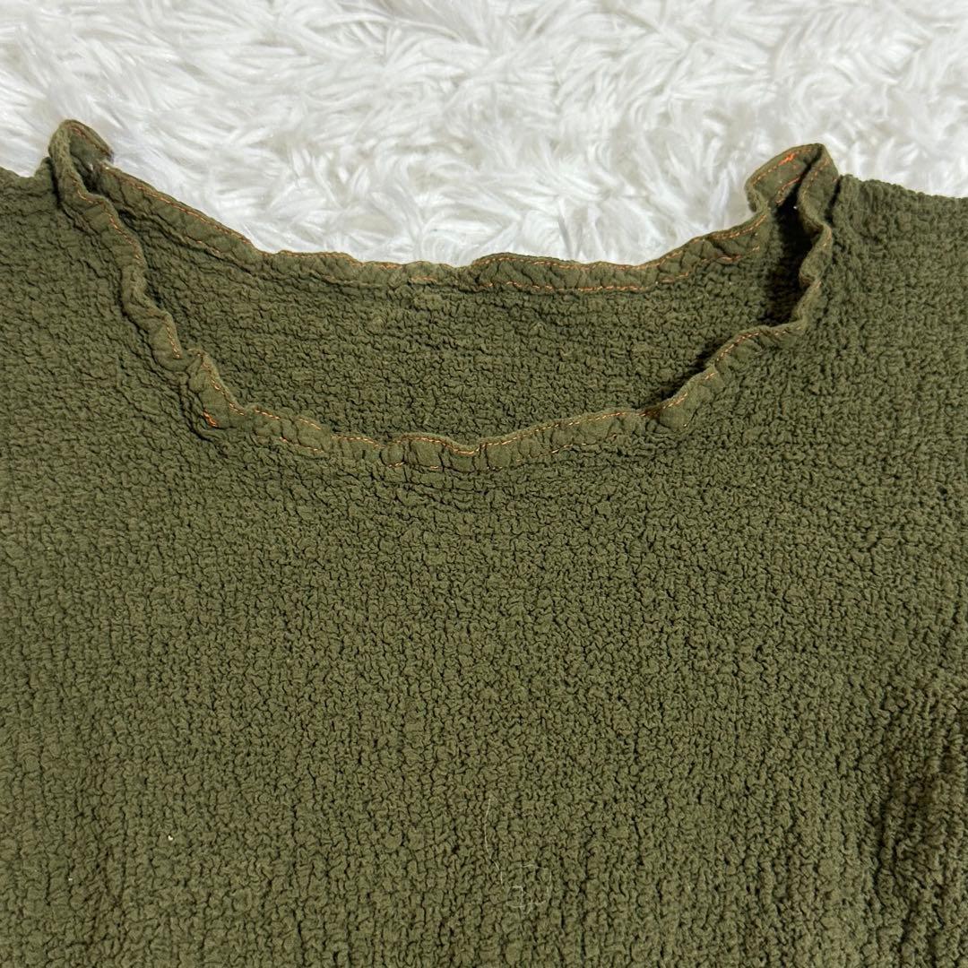 美品✨ミーイッセイミヤケ カットソー カリフラワー シワ加工 カーキ