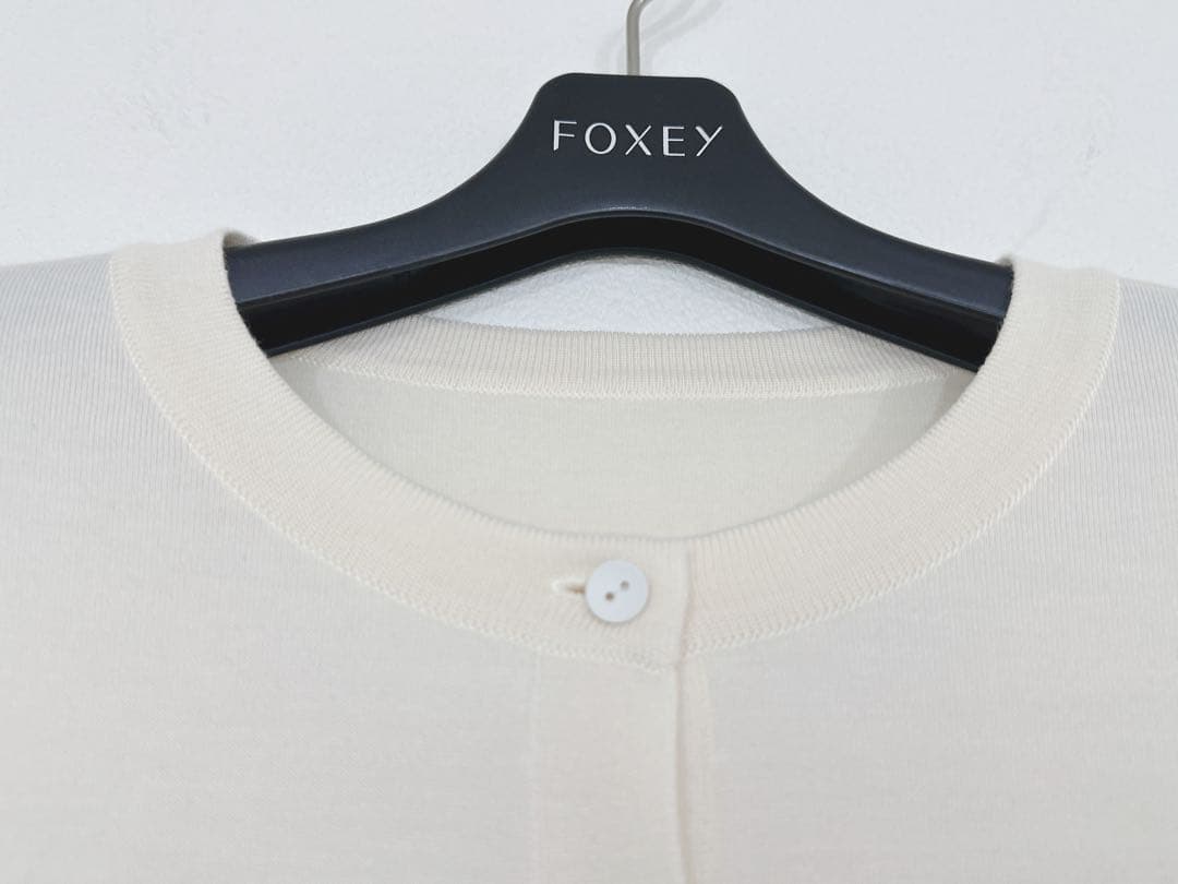 FOXEY フォクシー　長袖カーディガン　38 オフホワイト