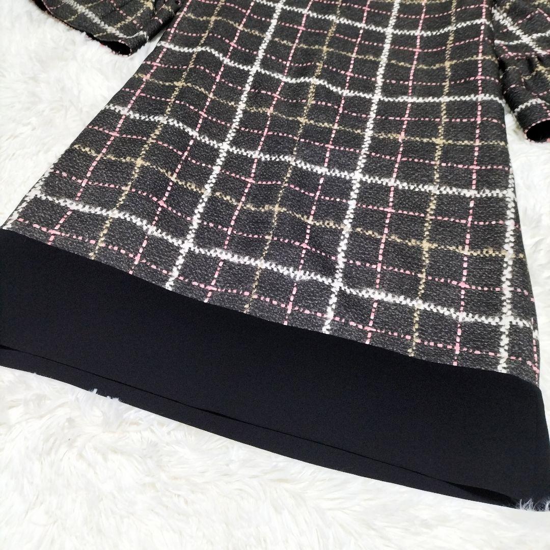 ✨極美品✨ M'S GRACY ツイードライクプリントワンピース リボン 膝丈
