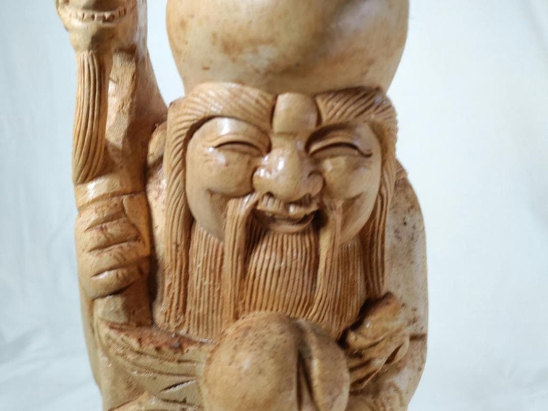 在庫処分品！【寿老人】特注木彫り　高さ44ｃｍ