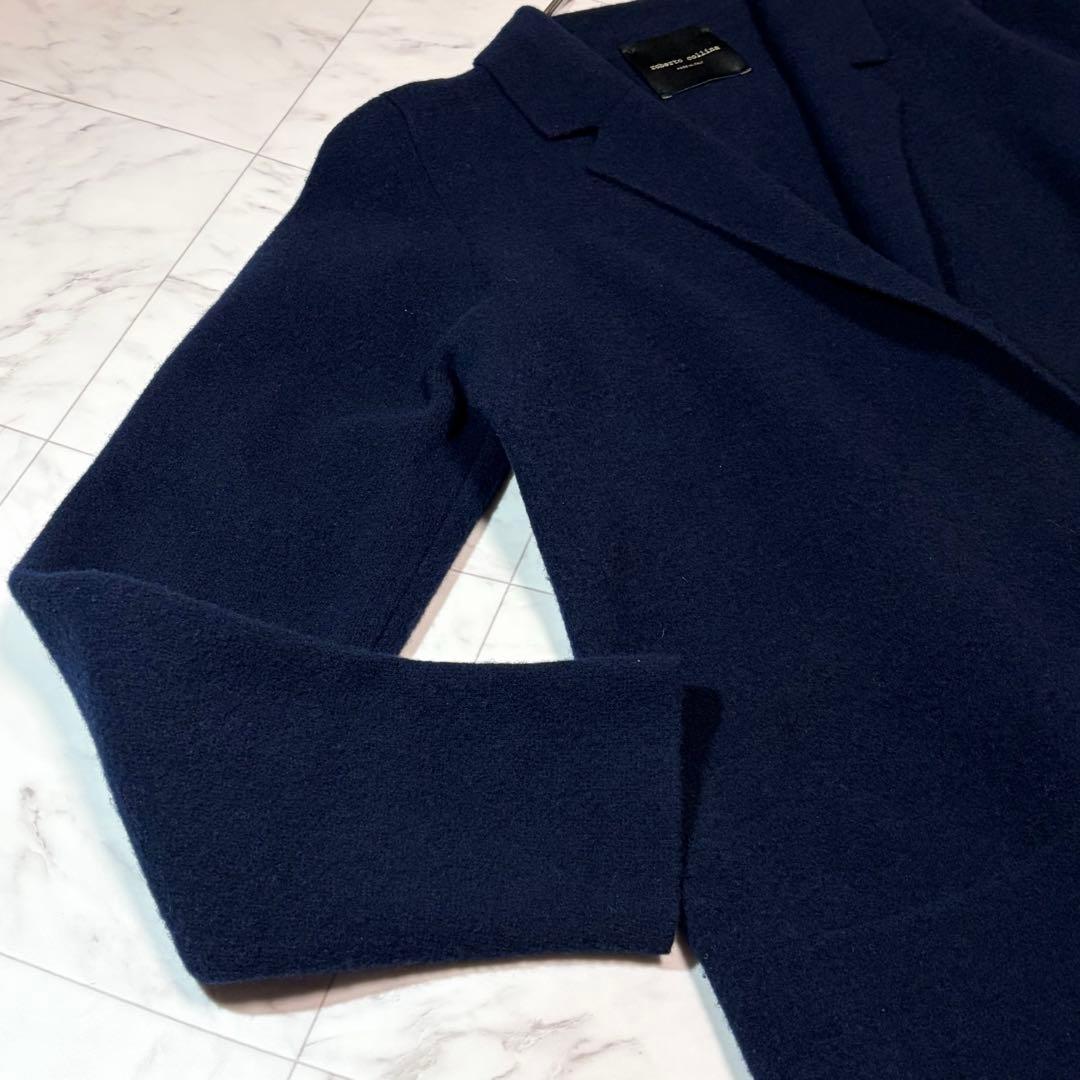 roberto collina リバーコート ウール ロングコート ネイビー S