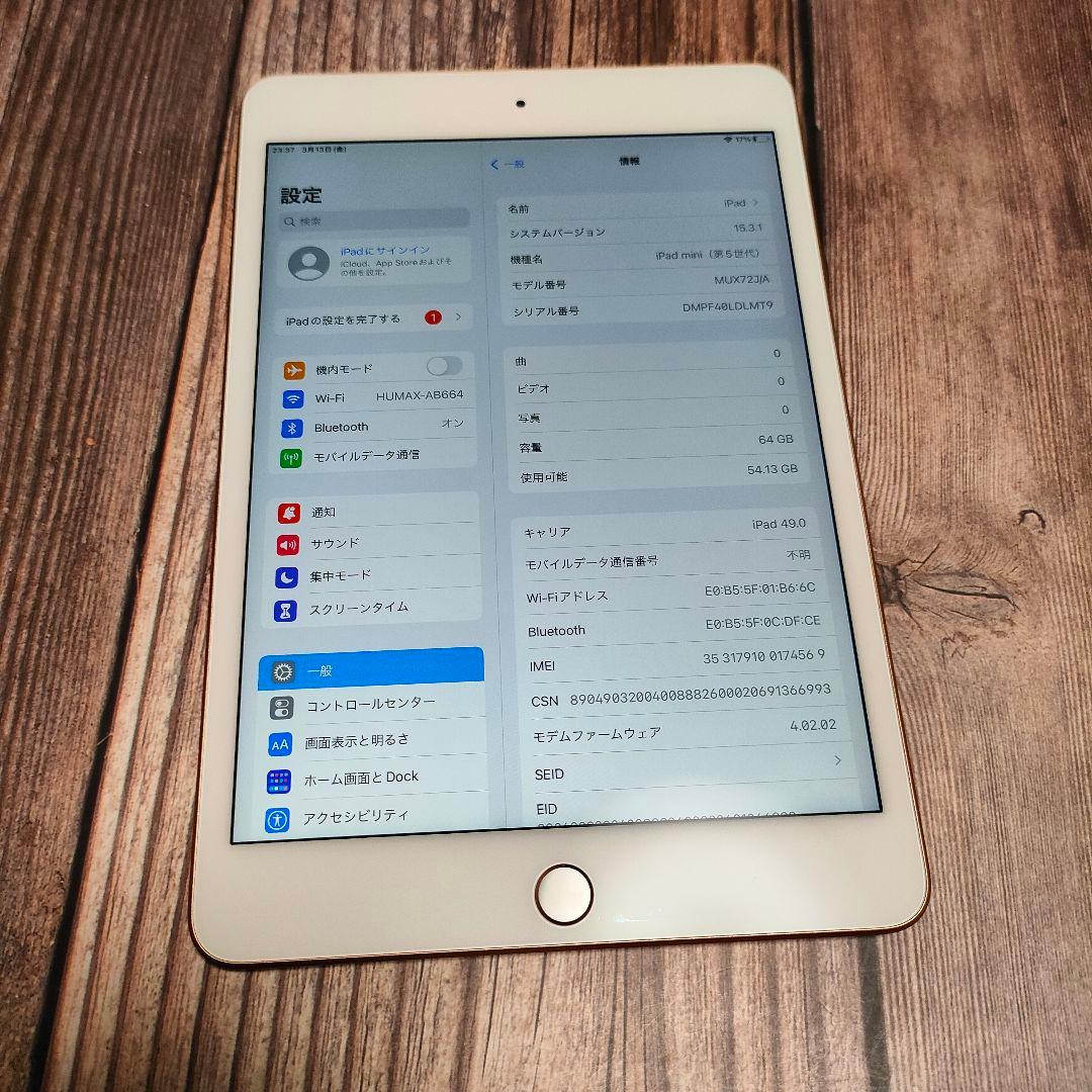 iPad mini 第5世代 64GB ゴールド バッテリー96% 超美品