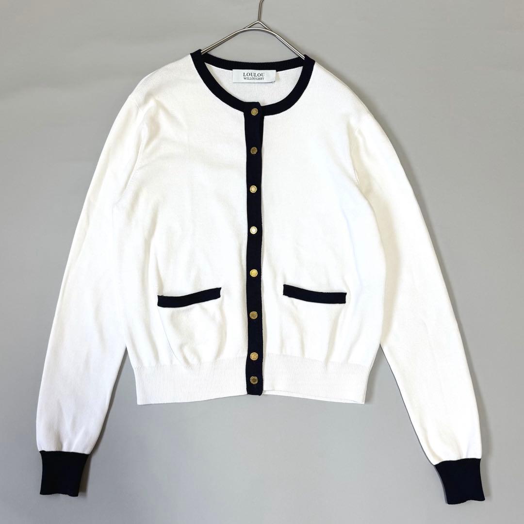 LOULOU WILLOUGHBY バイカラーカーディガン アンサンブル 白